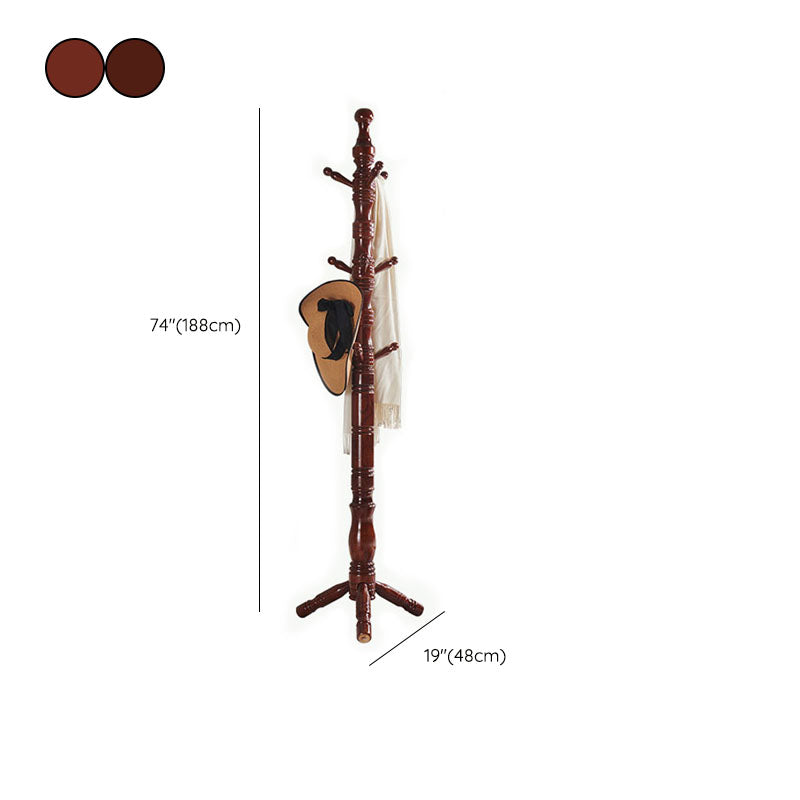 Solid Wood Entrance Coat Rack Traditional Style Simple Home Floor Coat Hanger