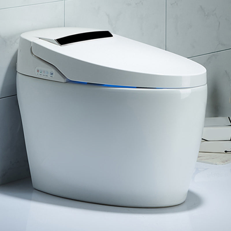 Heated Seat Floor Standing Bidet in White Contemporary Ceramic Toilet