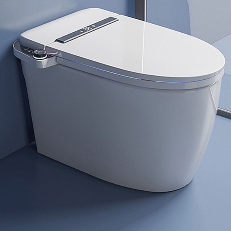 Heated Seat Floor Standing Bidet in White Contemporary Ceramic Toilet