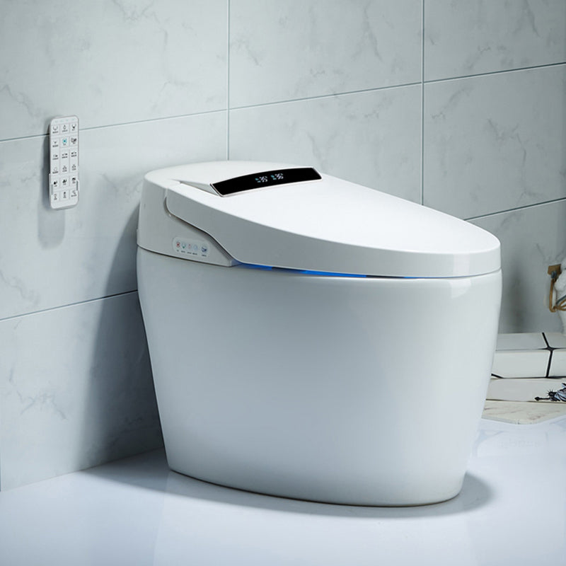 Heated Seat Floor Standing Bidet in White Contemporary Ceramic Toilet