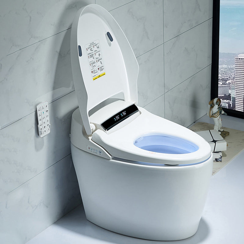 Heated Seat Floor Standing Bidet in White Contemporary Ceramic Toilet