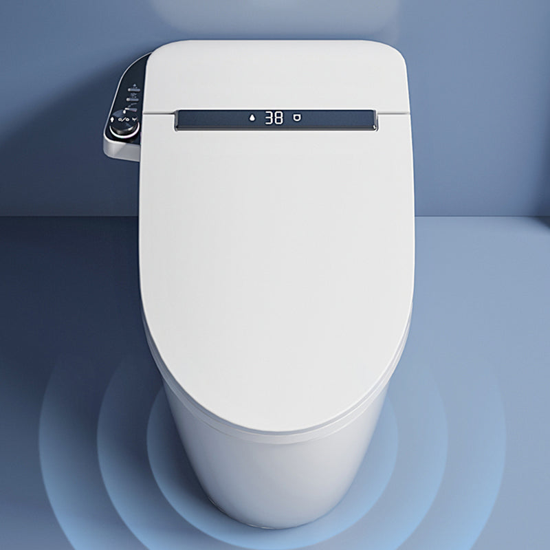 Heated Seat Floor Standing Bidet in White Contemporary Ceramic Toilet