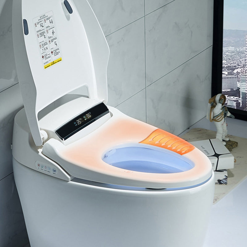 Heated Seat Floor Standing Bidet in White Contemporary Ceramic Toilet