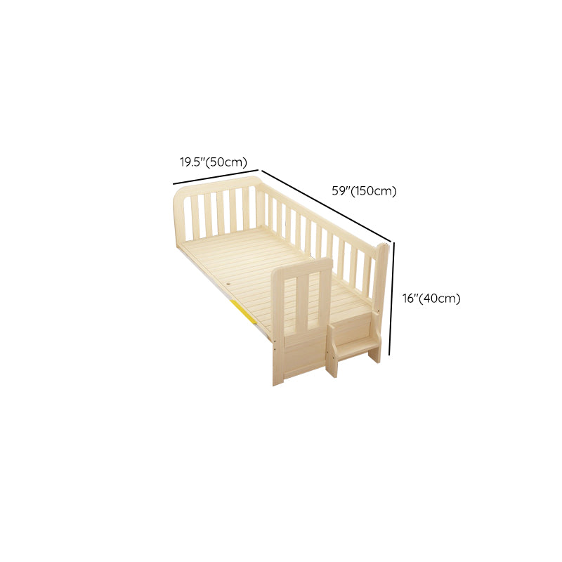 Under Crib Storage Baby Crib with 3 Guardrails Pine Nursery Bed