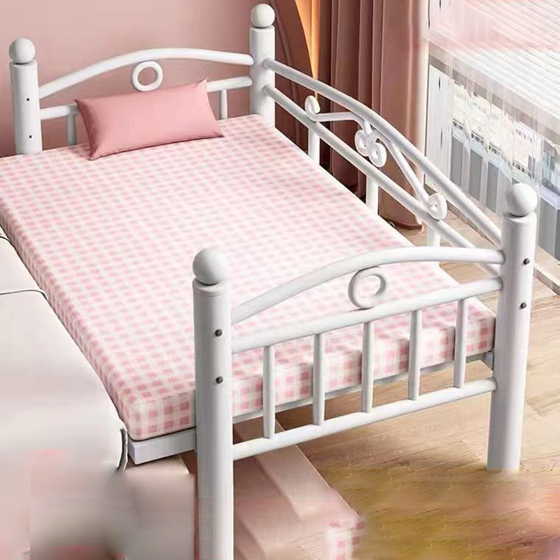 Metal Nursery Crib White Industrial Nursery Bed with Guardrail