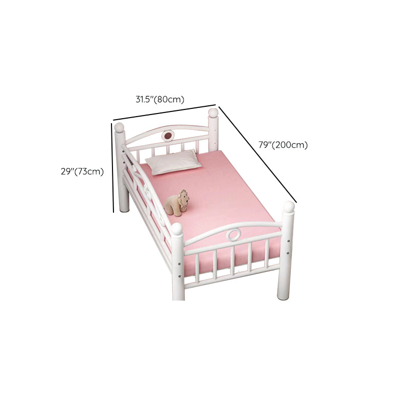 Metal Nursery Crib White Industrial Nursery Bed with Guardrail