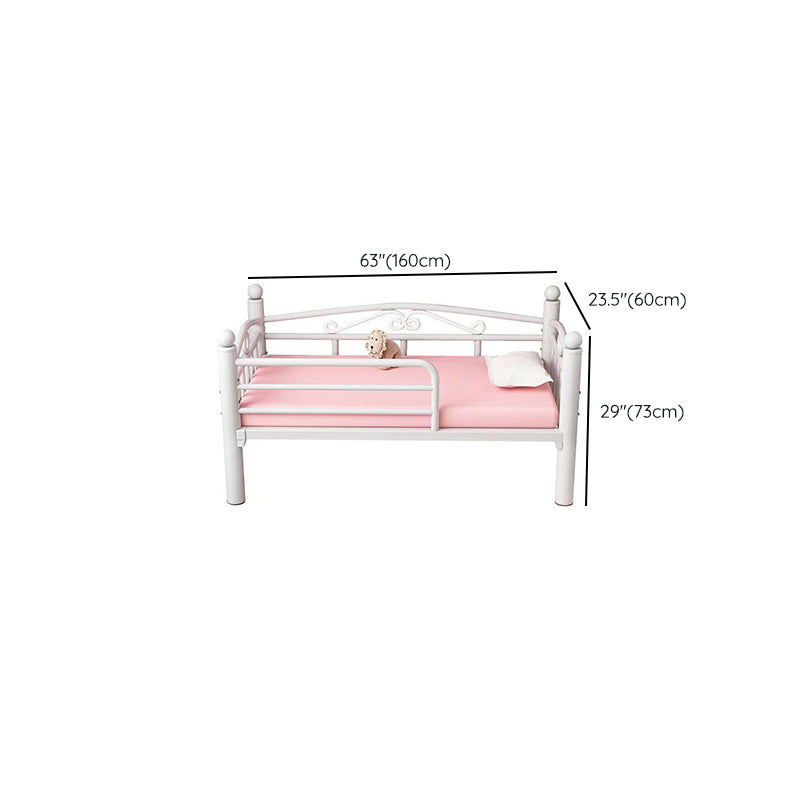 Metal Nursery Crib White Industrial Nursery Bed with Guardrail