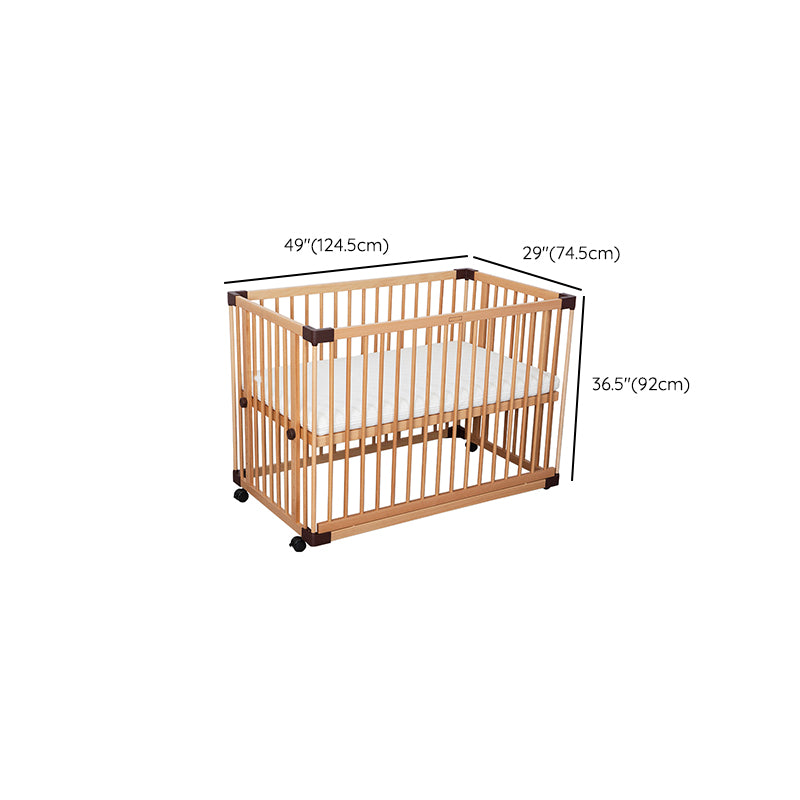 Farmhouse Natural Nursery Bed with Guardrail Convertible Crib