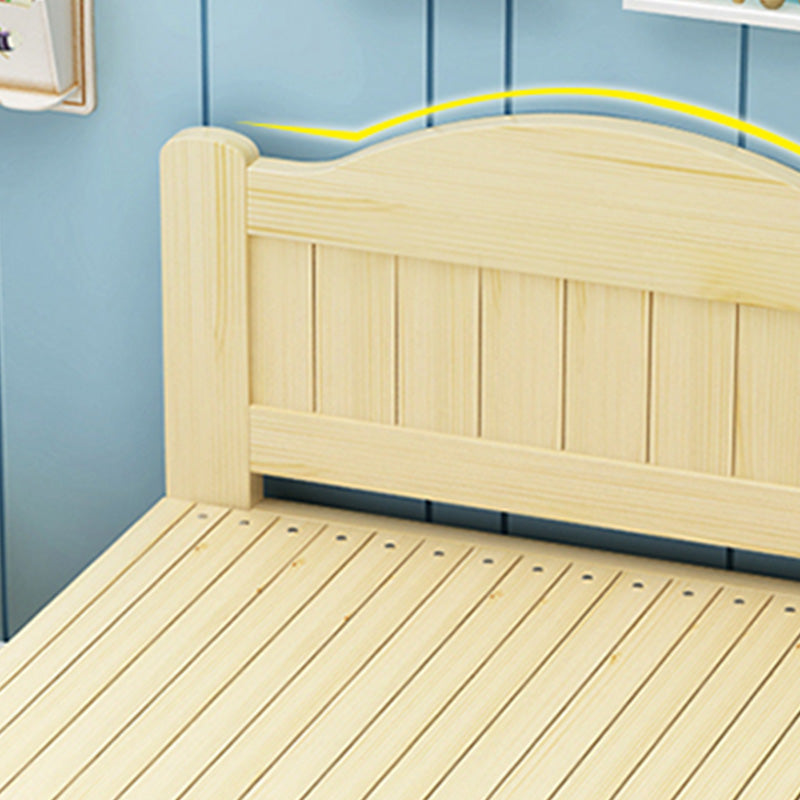 Natural Solid Wood Daybed Convertible Kids Bed with Headboard