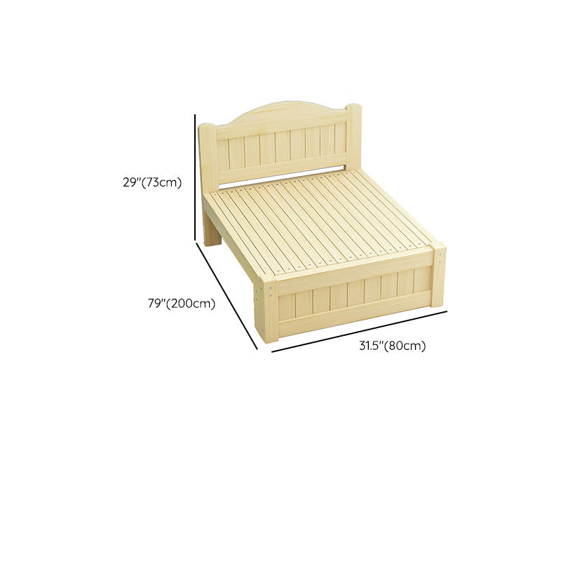 Natural Solid Wood Daybed Convertible Kids Bed with Headboard