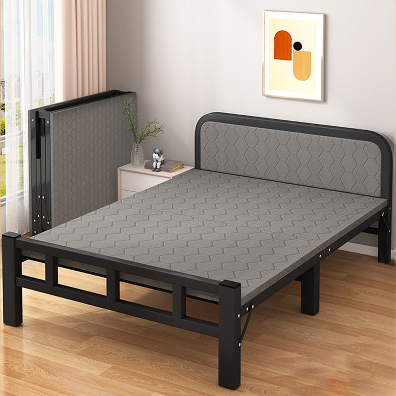 Metal Foldable Bed Frame with Headboard Modern Twin Bed with Mattress