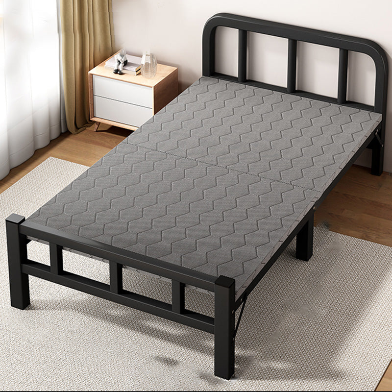 Metal Foldable Bed Frame with Headboard Modern Twin Bed with Mattress