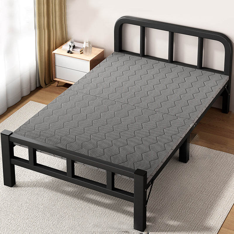 Metal Foldable Bed Frame with Headboard Modern Twin Bed with Mattress