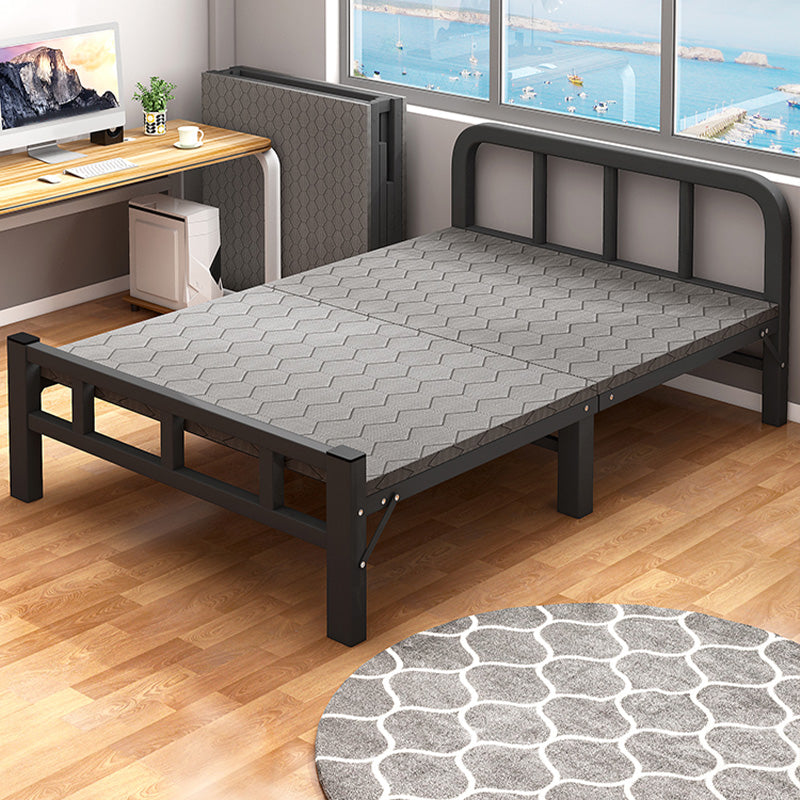 Metal Foldable Bed Frame with Headboard Modern Twin Bed with Mattress