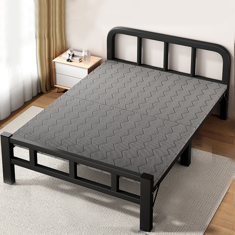 Metal Foldable Bed Frame with Headboard Modern Twin Bed with Mattress