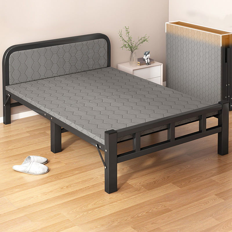 Metal Foldable Bed Frame with Headboard Modern Twin Bed with Mattress