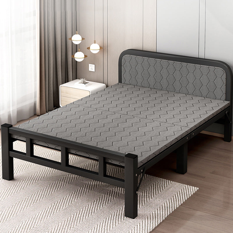 Metal Foldable Bed Frame with Headboard Modern Twin Bed with Mattress