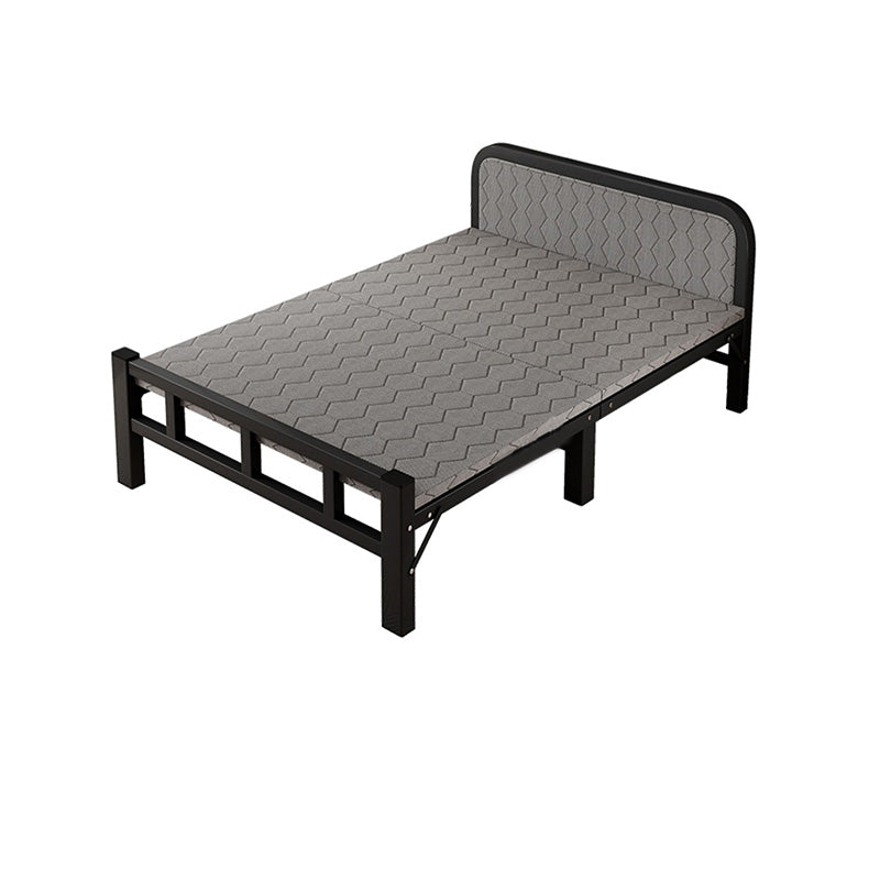 Metal Foldable Bed Frame with Headboard Modern Twin Bed with Mattress