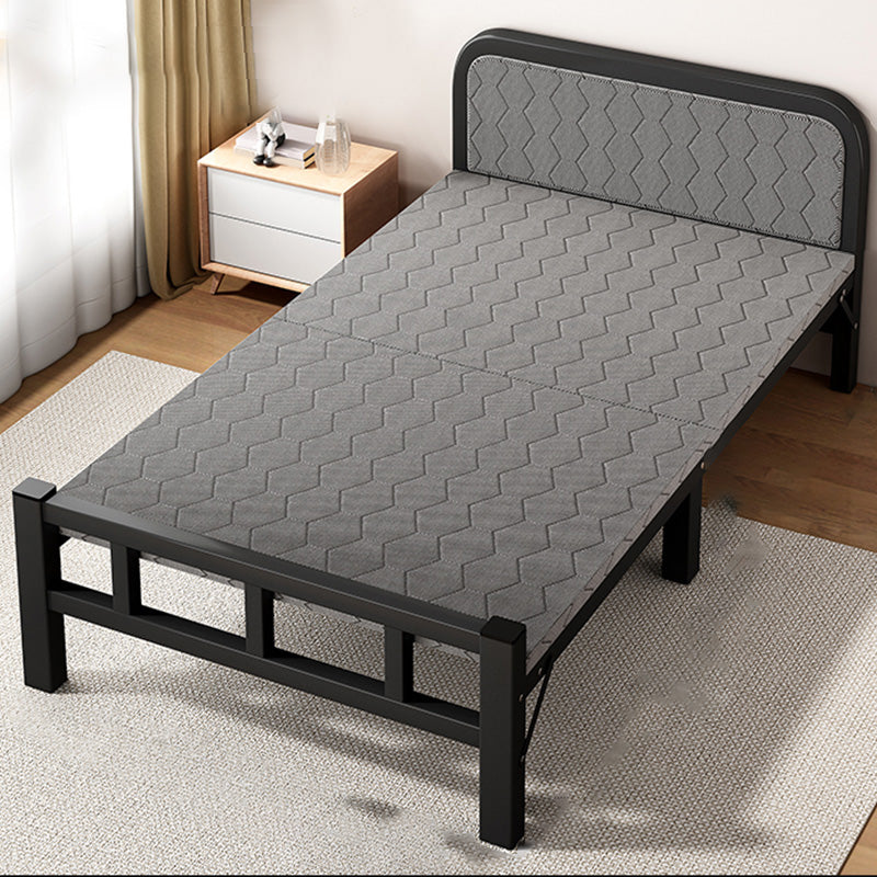 Metal Foldable Bed Frame with Headboard Modern Twin Bed with Mattress