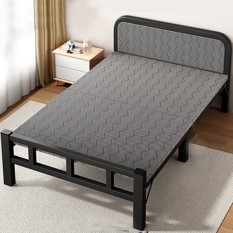 Metal Foldable Bed Frame with Headboard Modern Twin Bed with Mattress