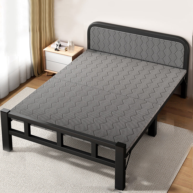 Metal Foldable Bed Frame with Headboard Modern Twin Bed with Mattress