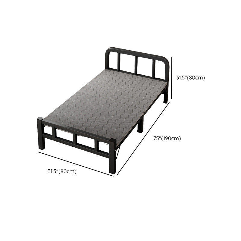 Metal Foldable Bed Frame with Headboard Modern Twin Bed with Mattress