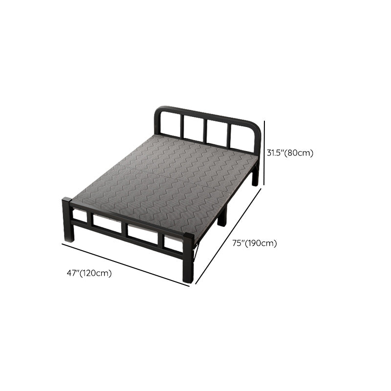 Metal Foldable Bed Frame with Headboard Modern Twin Bed with Mattress