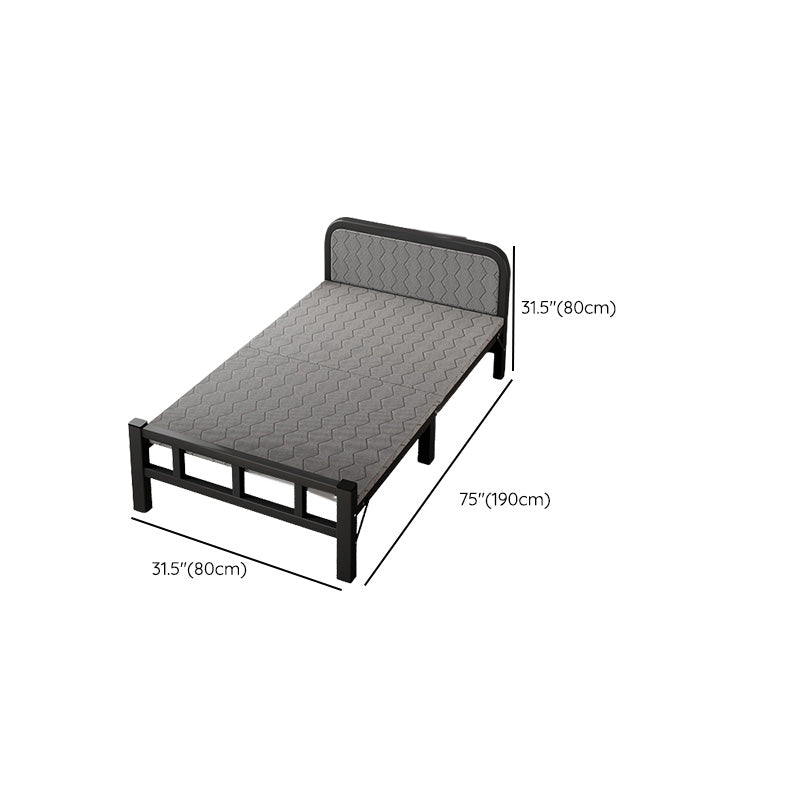 Metal Foldable Bed Frame with Headboard Modern Twin Bed with Mattress