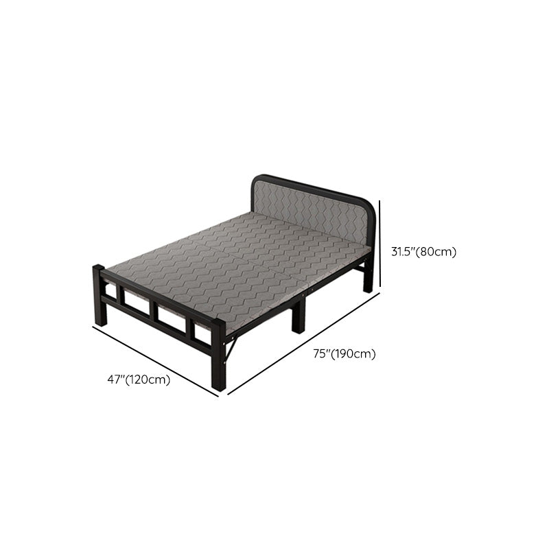 Metal Foldable Bed Frame with Headboard Modern Twin Bed with Mattress