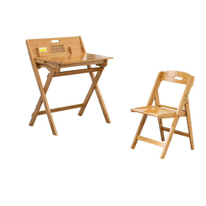 Natural Color Wooden Writing Desk School Home Children's Liftable Study Table