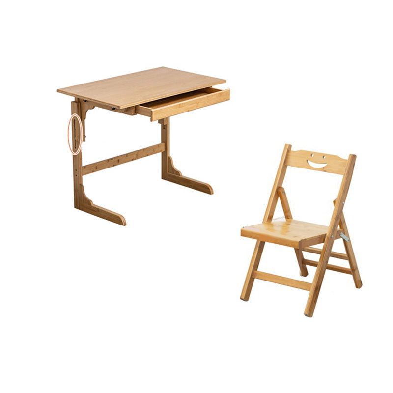 Bamboo Writing Desk School Family Children Liftable Folding Study Table