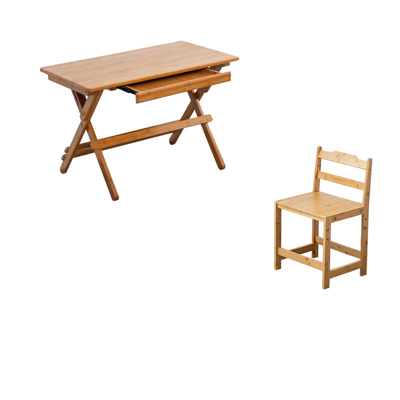 Bamboo Writing Desk School Family Children Liftable Folding Study Table