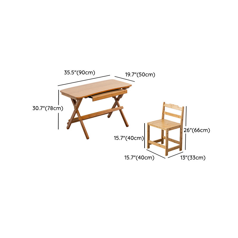 Bamboo Writing Desk School Family Children Liftable Folding Study Table