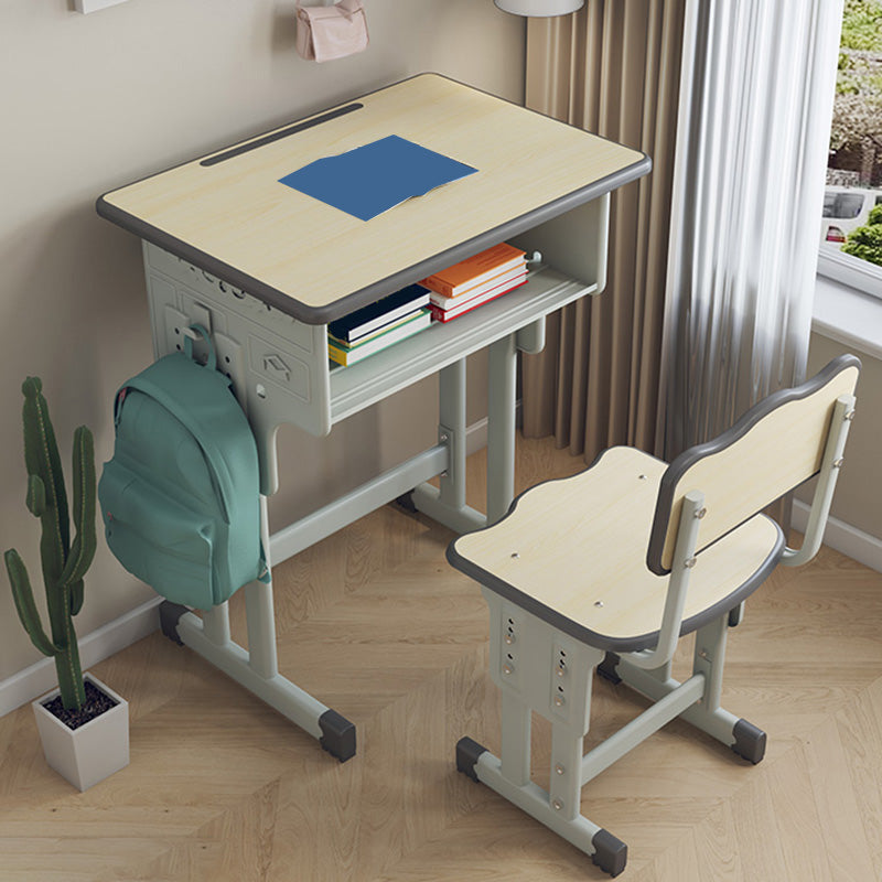 Wooden and Metal Writing Desk School Home Children Adjustable Study Desk