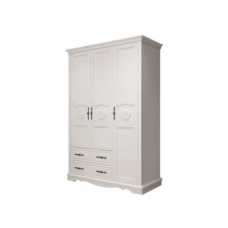 White Wood Kid's Airmoire Rectangle Youth Armoire with Lower Storage Drawers