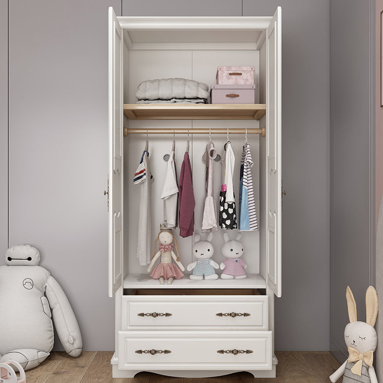 White Wood Kid's Airmoire Rectangle Youth Armoire with Lower Storage Drawers