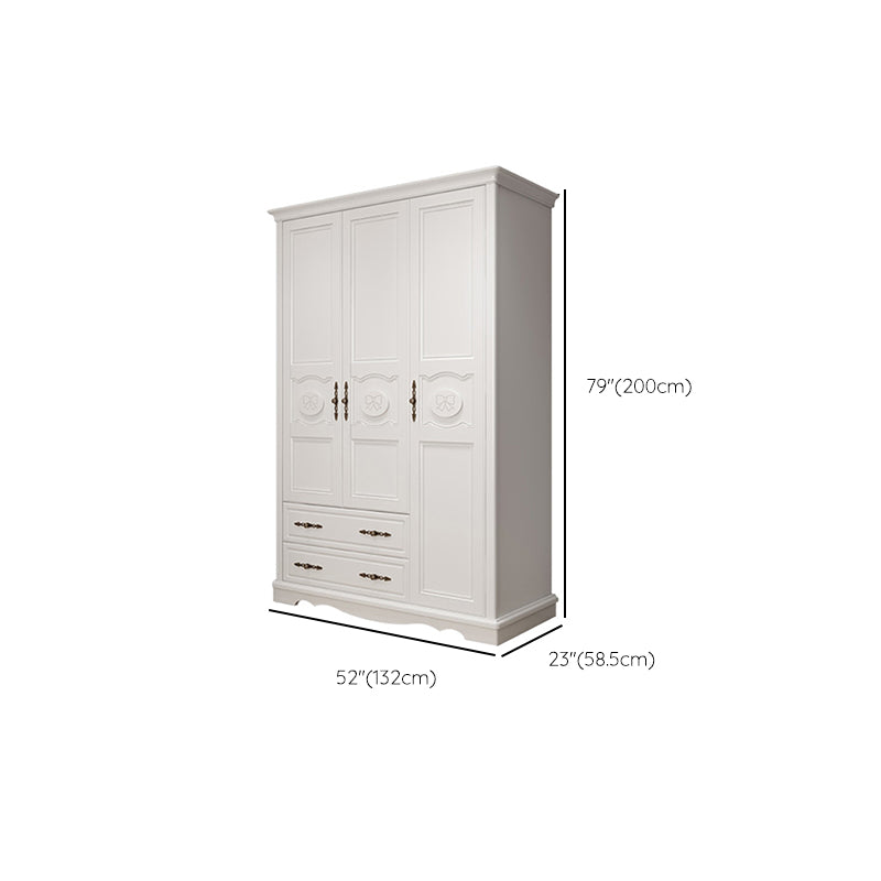 White Wood Kid's Airmoire Rectangle Youth Armoire with Lower Storage Drawers