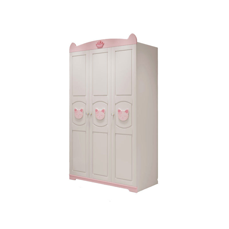 Rectangle Wooden Kid's Armoire White Wood Armoire Cabinet with Garment Rod