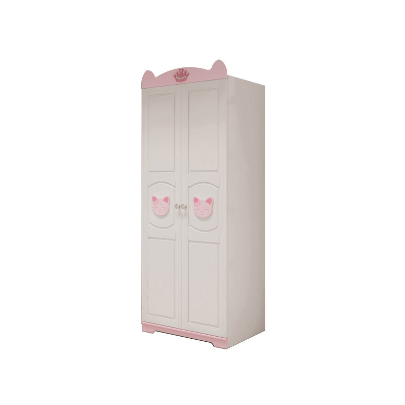 Rectangle Wooden Kid's Armoire White Wood Armoire Cabinet with Garment Rod