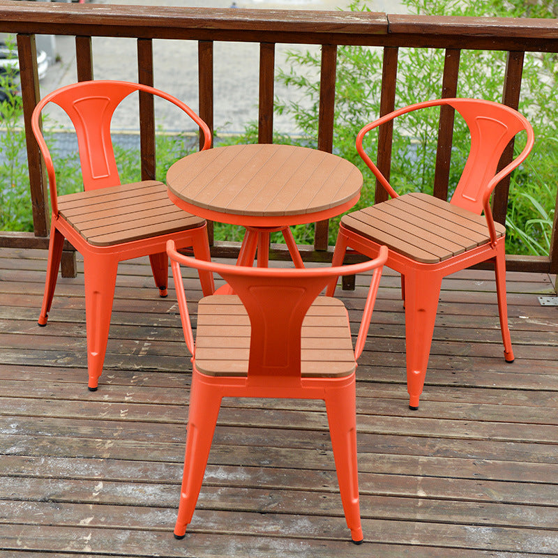 Industrial 1/3/4 Pieces Metal Dining Set Reclaimed Wood Table Set for Outdoor