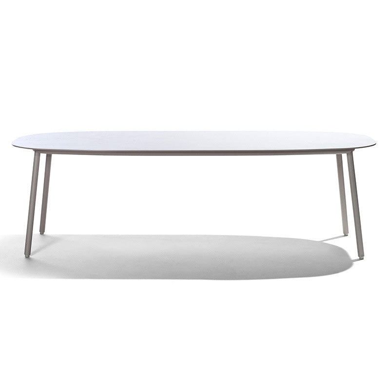 Industrial Oval Stone Dining Table Metal Legs Dining Table for Outdoor