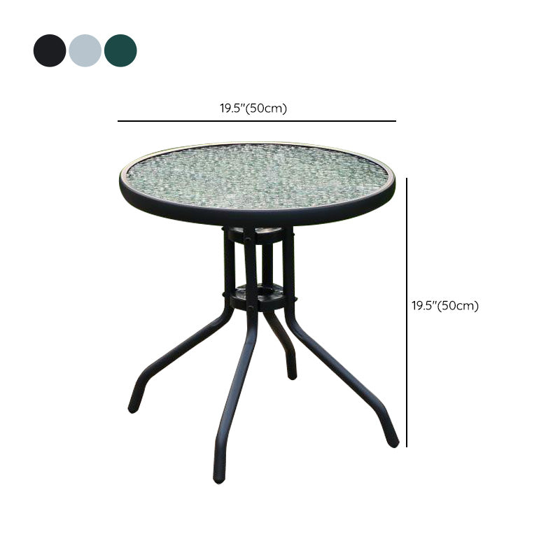 Minimalistic Round Coffee Table Glass and Metallic Patio Table