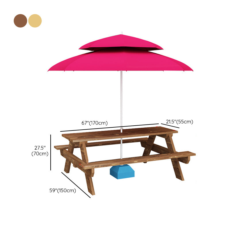 Farmhouse Solid Wood Picnic Table Rectangle Picnic Table without Umbrella