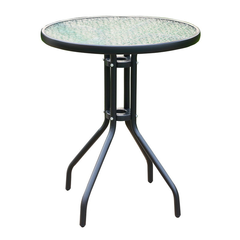 Minimalistic Round/Square Coffee Table Glass and Metallic Patio Table