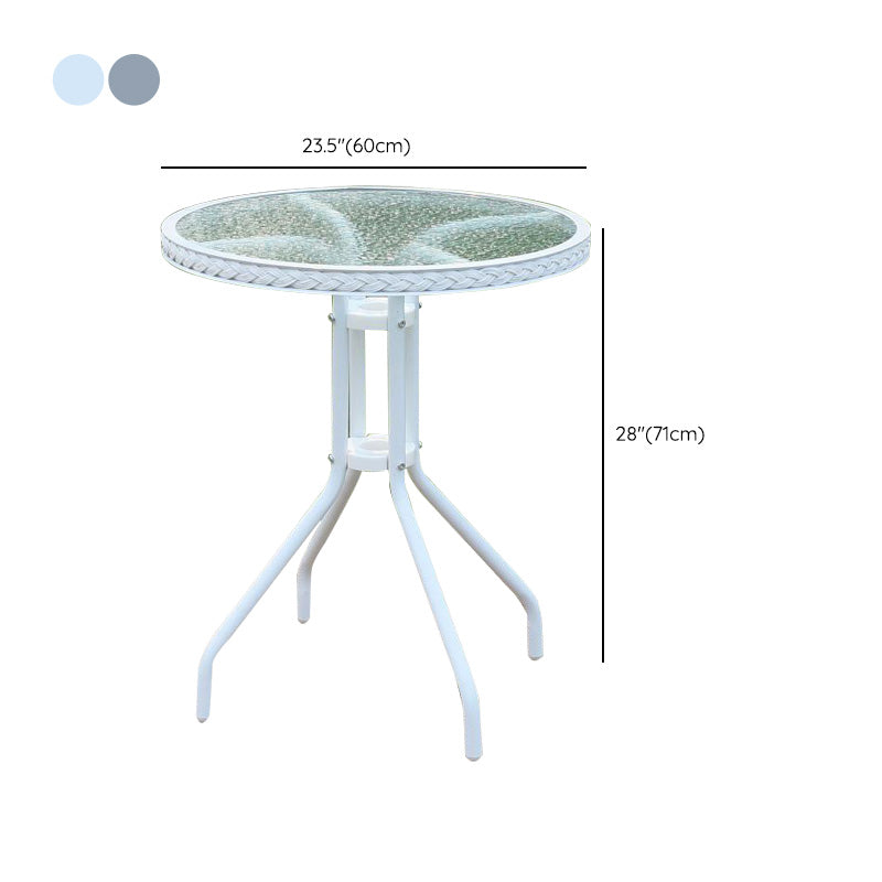 Minimalistic Round/Square Coffee Table Glass and Metallic Patio Table