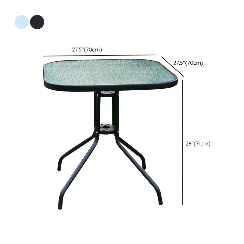 Minimalistic Round/Square Coffee Table Glass and Metallic Patio Table