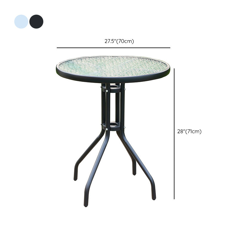 Minimalistic Round/Square Coffee Table Glass and Metallic Patio Table