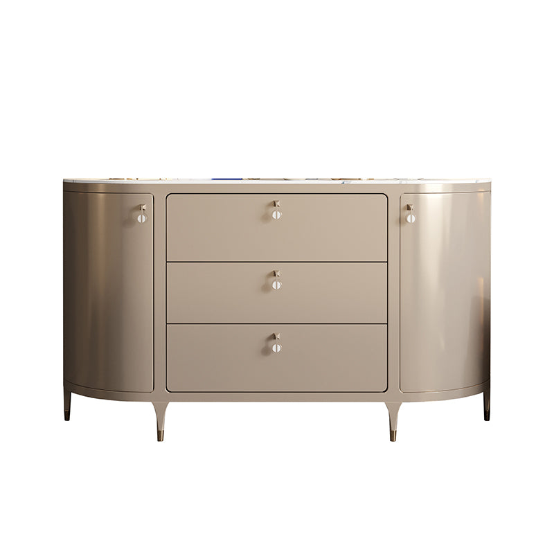 Glam Style Buffet Table Stone Buffet Sideboard with Cabinets