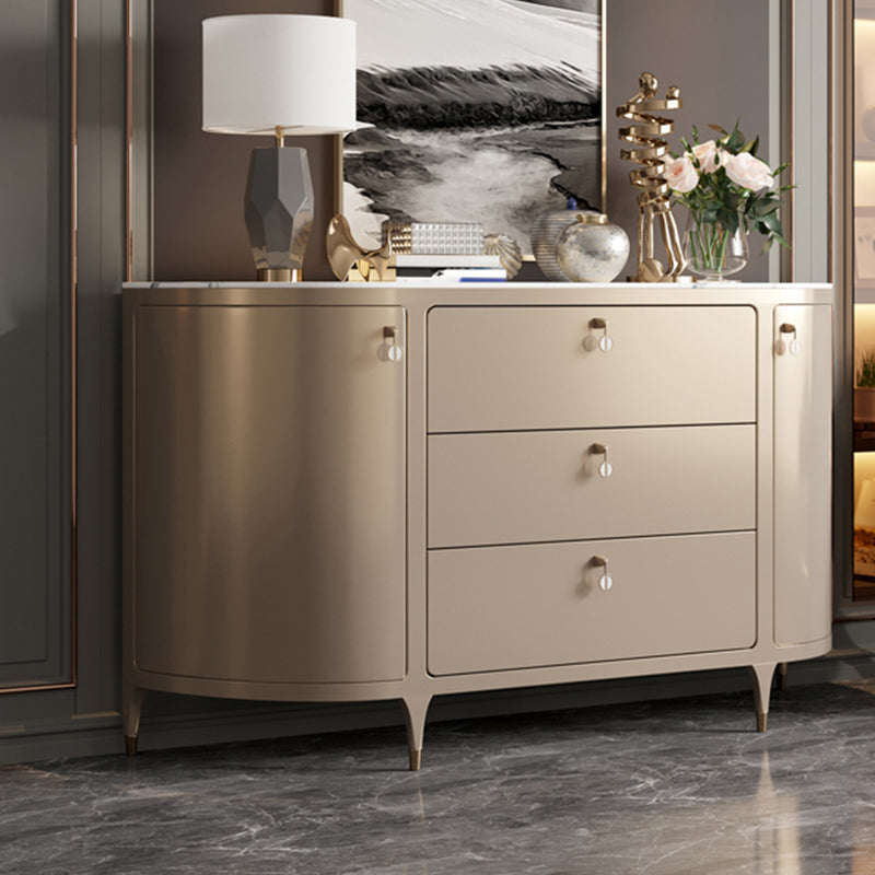 Glam Style Buffet Table Stone Buffet Sideboard with Cabinets