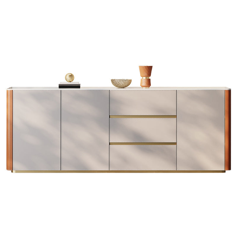 Glam Buffet Table Stone Buffet Sideboard with Cabinets and Drawers